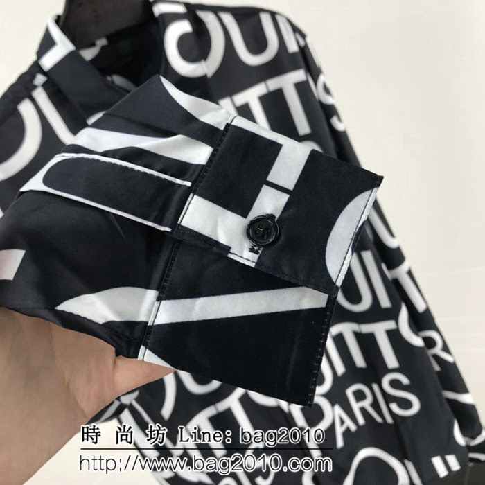 LV路易威登 19ss Galaxy星空系列 滿印英文字母圖案 真絲混紡男襯衫 男女同款 ydi1784